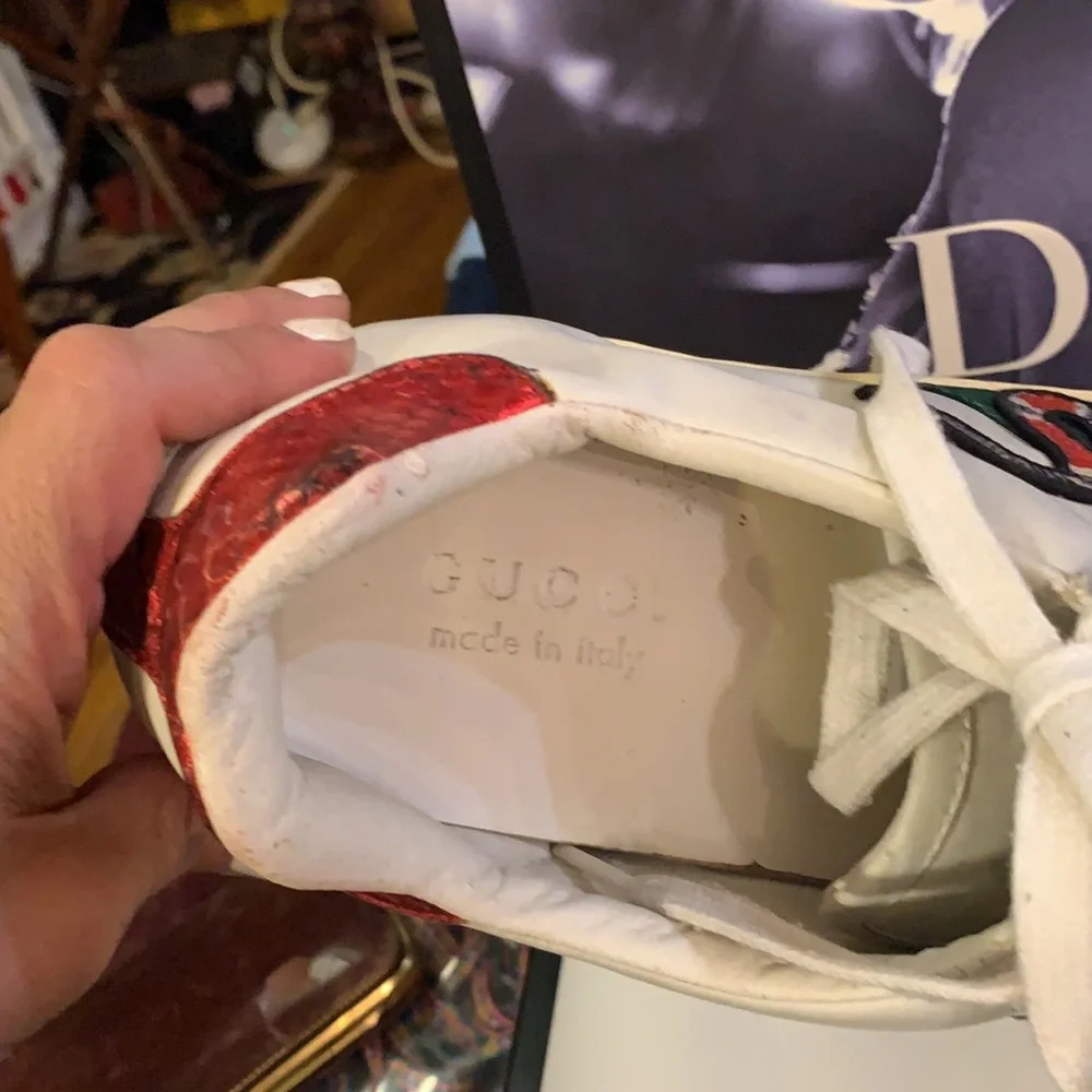 Gucci White snake low‎ Ace sneakers size 9.5
